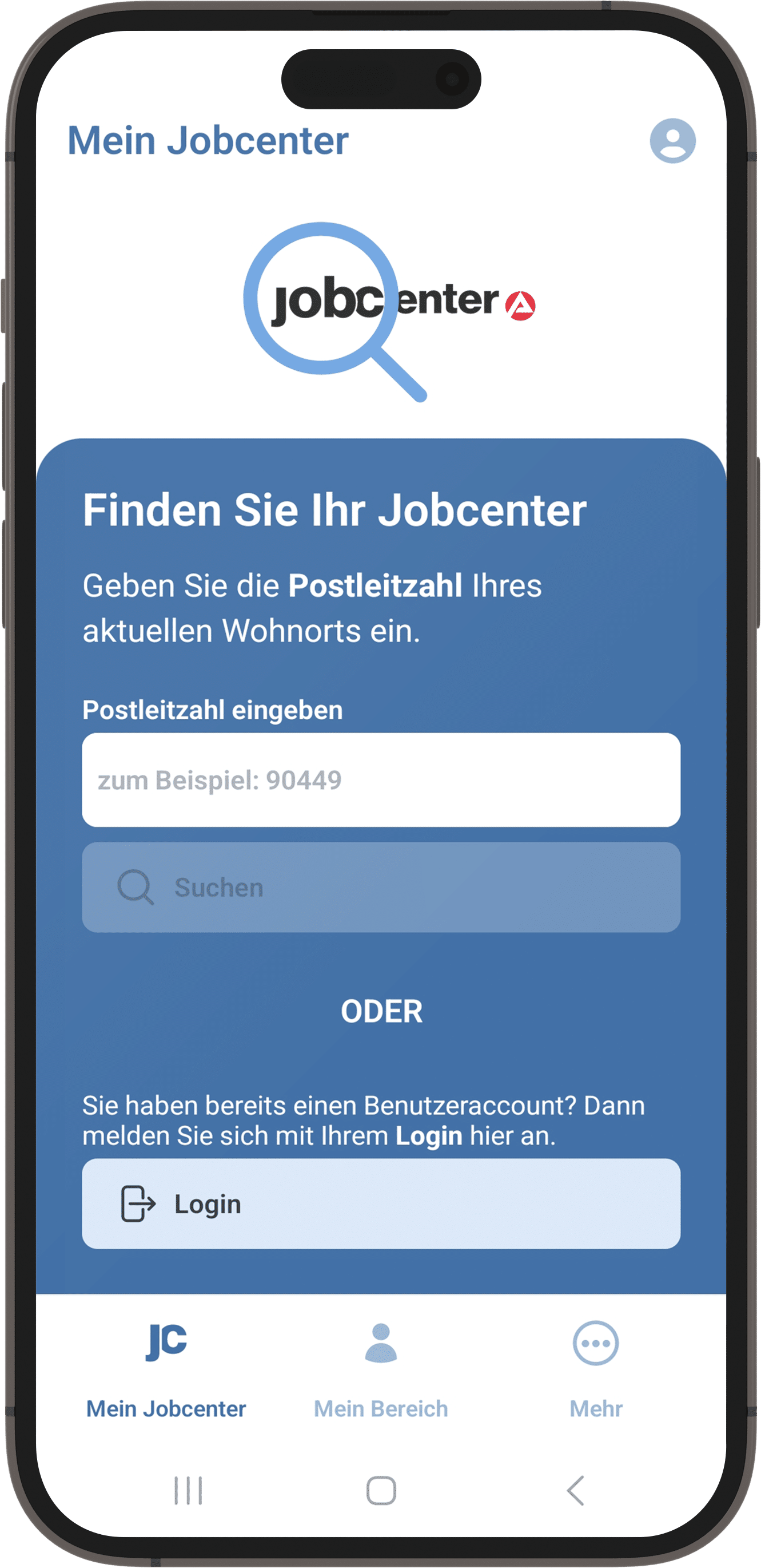 Jobcenter App Smartphone